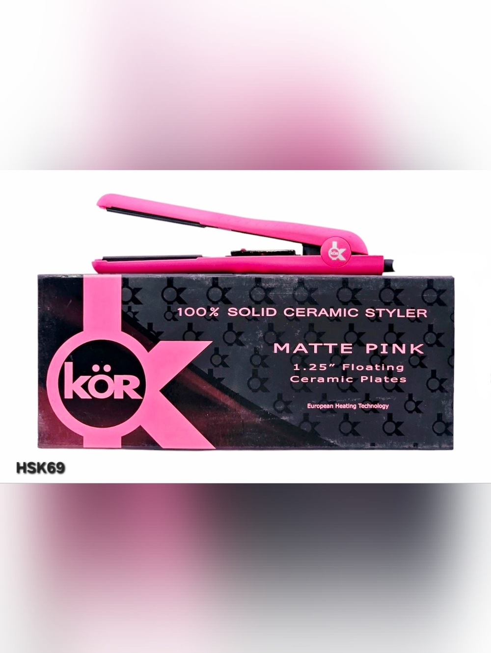 KOR HAIR STRAIGHTENER 100% SOLID CERAMIC HSK69 MATTE PINK